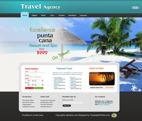 Free travel agency web template