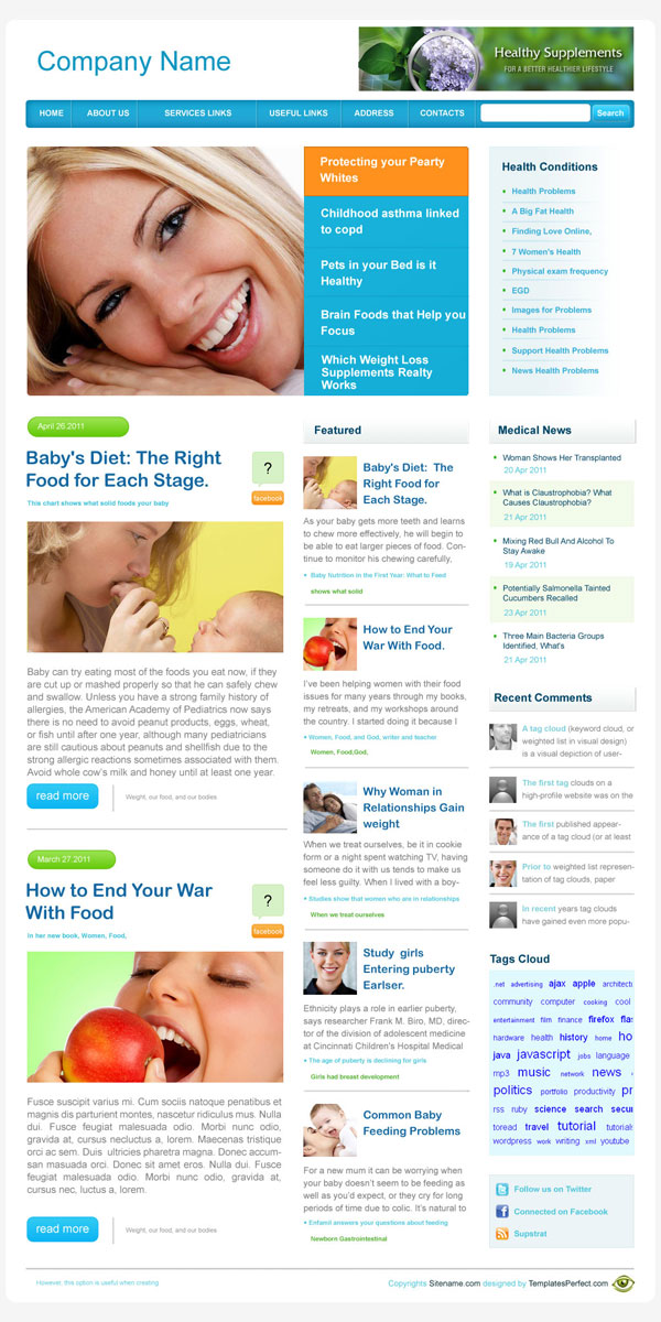 free women health PSD web template
