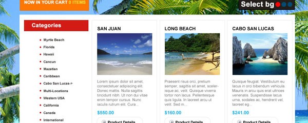 Free beach tour travel planner PSD web template