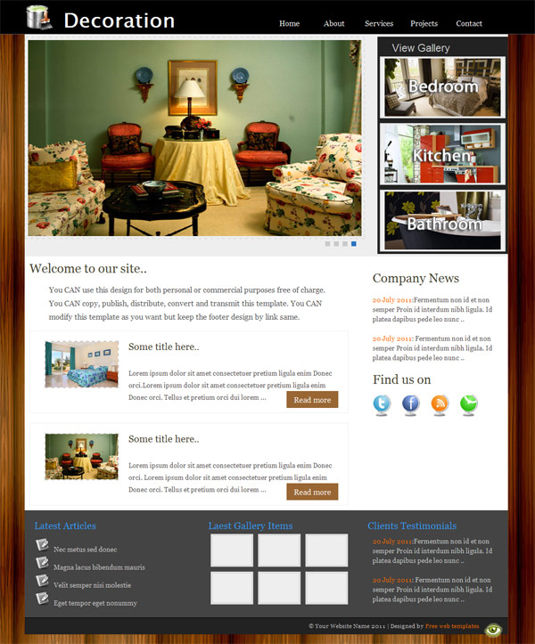 Free Home Decoration css website template