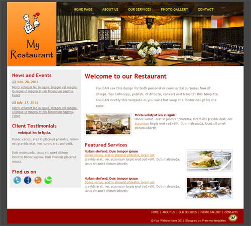 Free Restaurant CSS website template