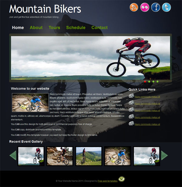 Mountain Biking outdoor web template