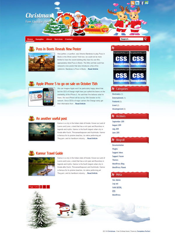 Free Christmas wordpress theme