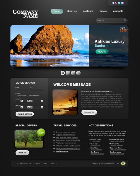Exotic Tours travel services PSD web template