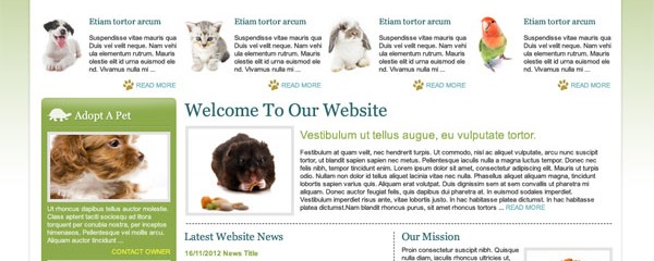 Free Pets website template
