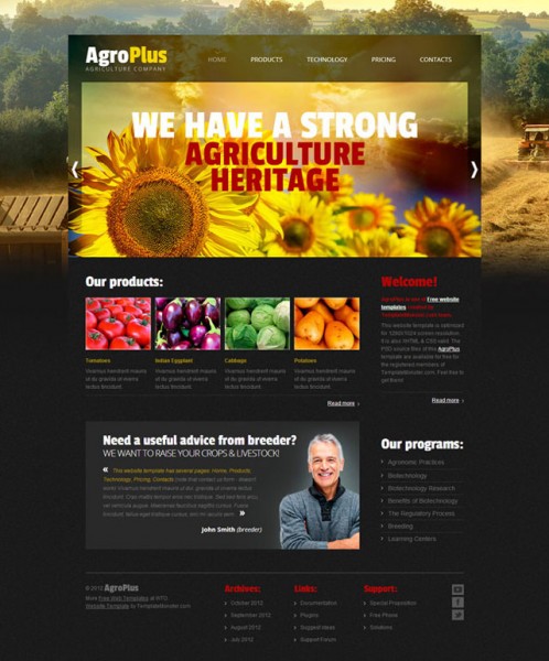 Agro plus - free agriculture PSD Template