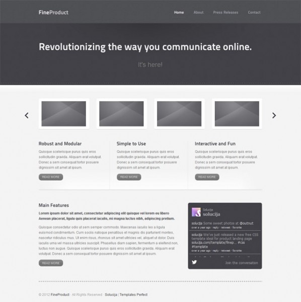 Product showcase website template