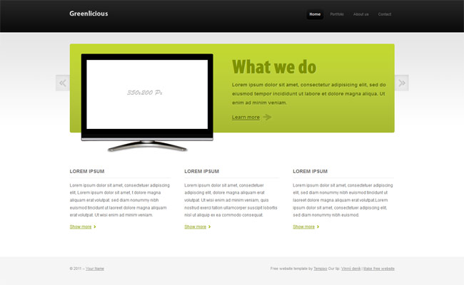 Greenlicious - css web template with slider