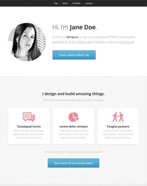 Free html5 responsive single page template