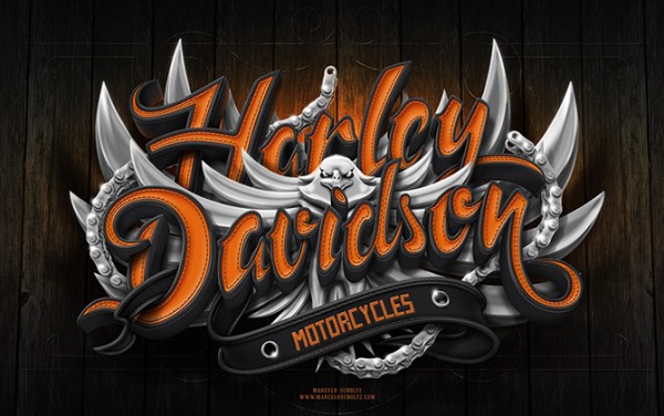 3d-typography-harley-davidson