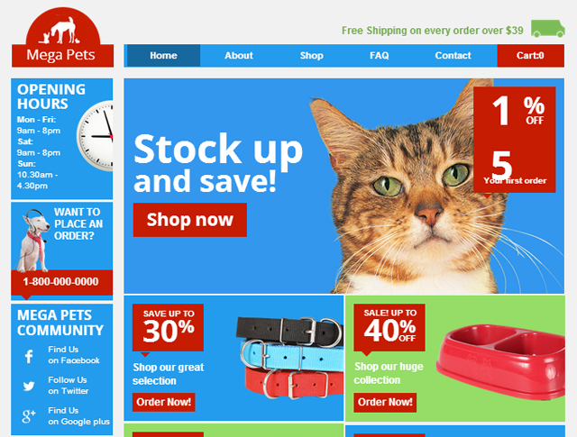 Create online pet store website for free