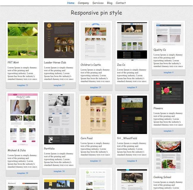 Pinboard style free responsive template