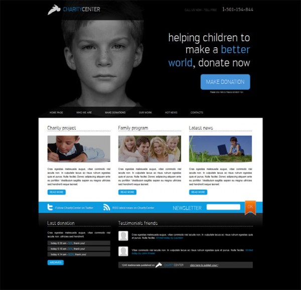 Simple clean charity website template