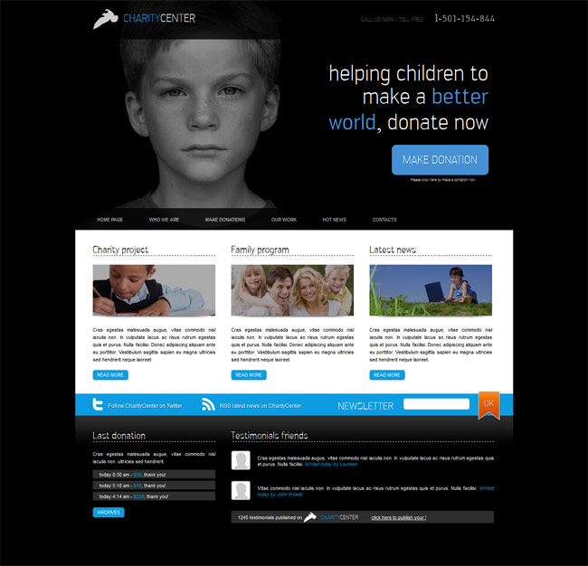 Simple clean charity website template