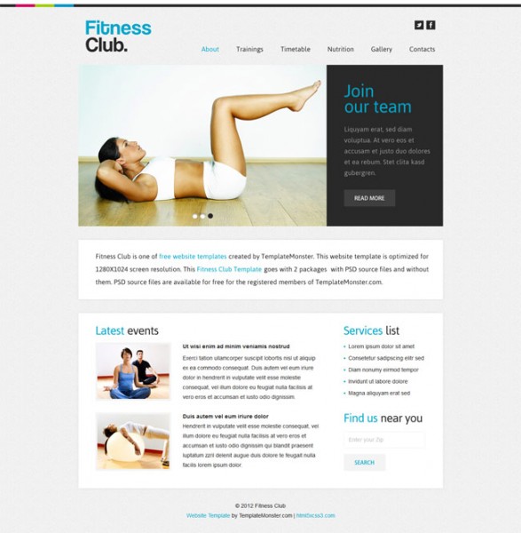 Fitness club free html5 template