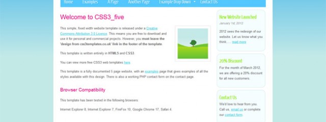 Simple free html5 CSS3 template