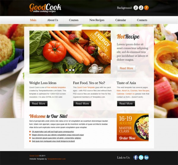 Cooking recipes free website template