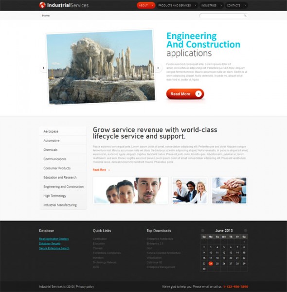 Free industrial HTML5 website template