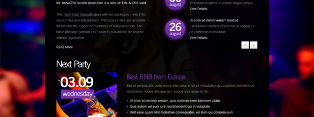 Free website template for Night Club