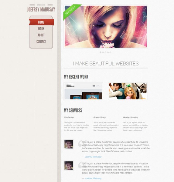 Single page free portfolio website template