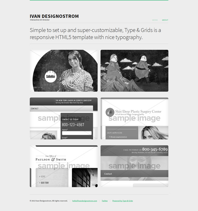 Type and grids free portfolio html5 template