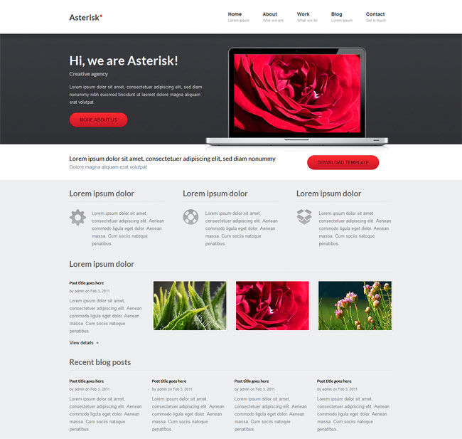 Asterisk - free company potfolio web template