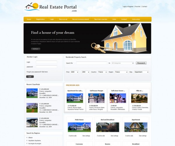 Free Real Estate Portal website template