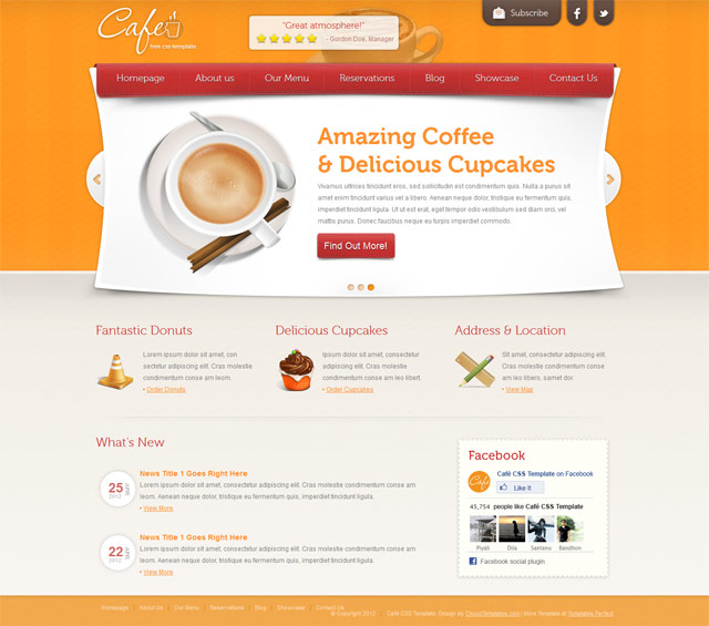 Free cafe CSS template