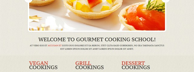 Gourmet cooking school html5 web template