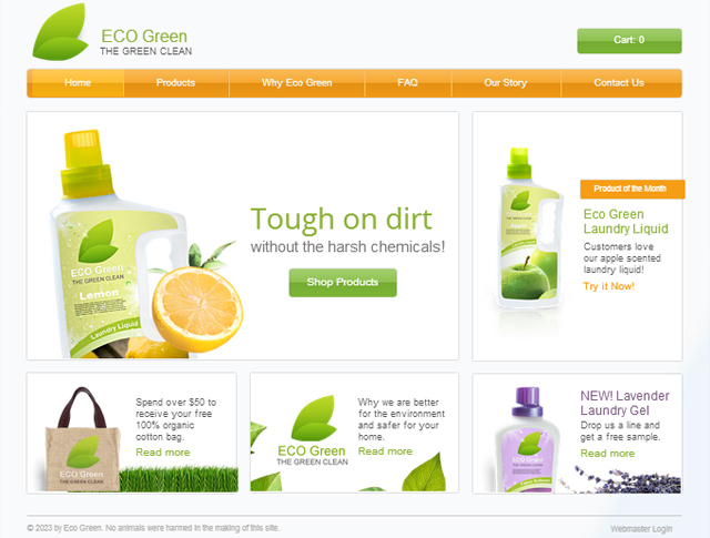 Create free Green Cleaning product website