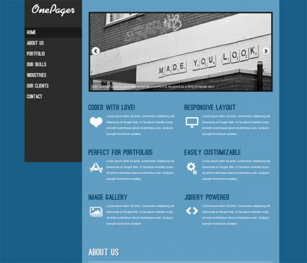 Free One-Pager Responsive Portfolio Template