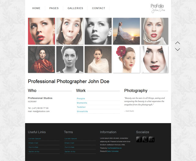 Free photography and portfolio full gallery template