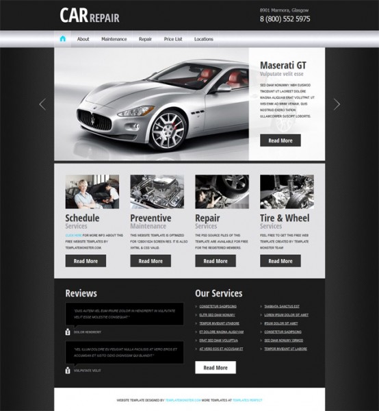 Free car repair html5 template