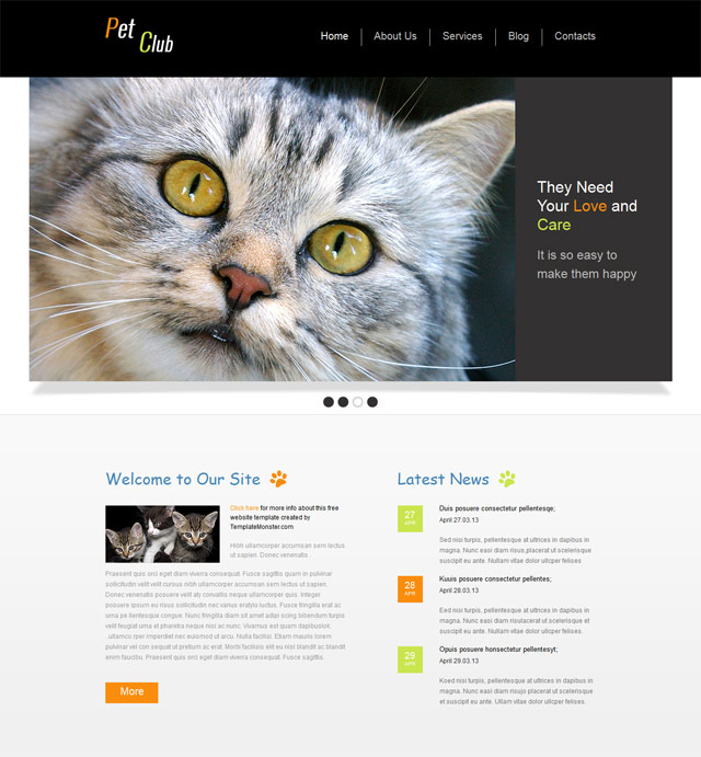 Free pet-club website template