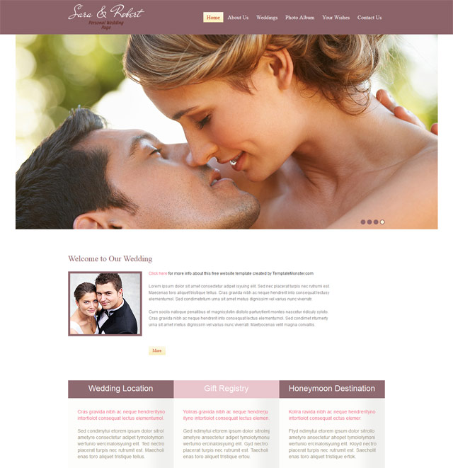 Free wedding html website template