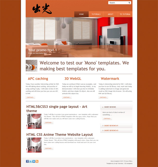 Clean HTML5 CSS3 single page layout