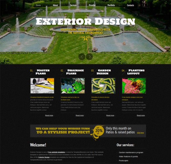 Exterior design firm website template