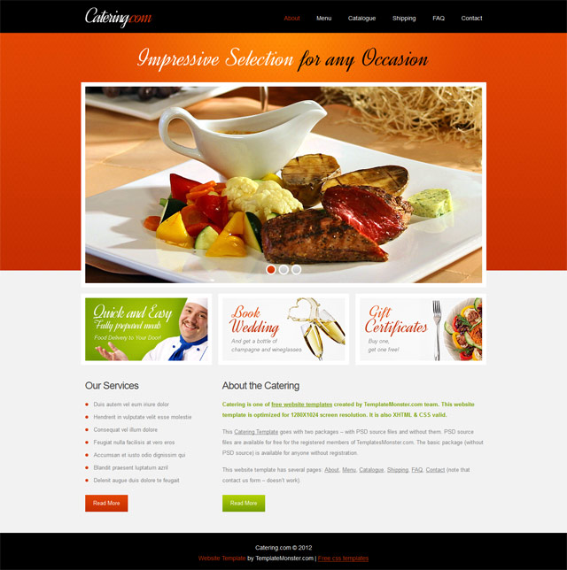 Free catering service web template