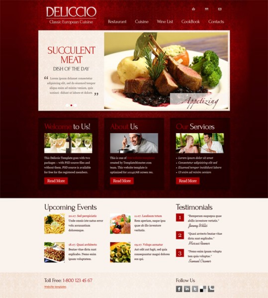 Free html5 Restaurant website template