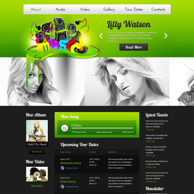 Free music artist web template