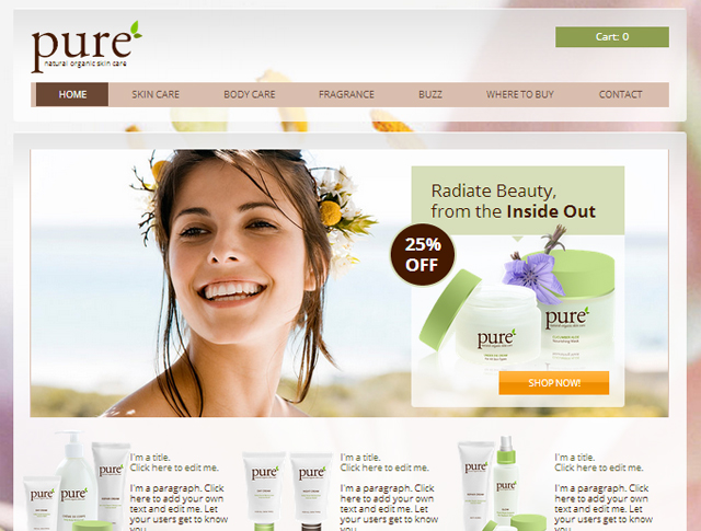 Create free Skincare and beauty products website