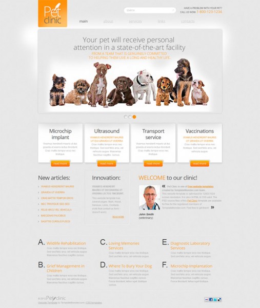 Free pet-clinic website template