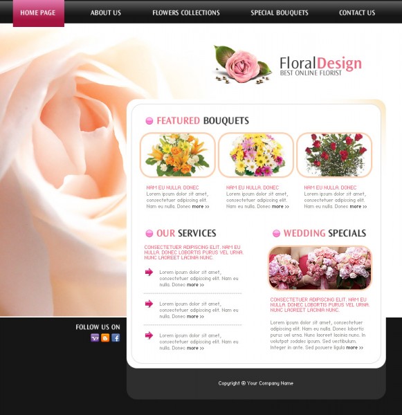 Free flowers shop flash website template