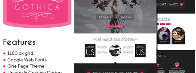 One Page WordPress Theme in Goth Style