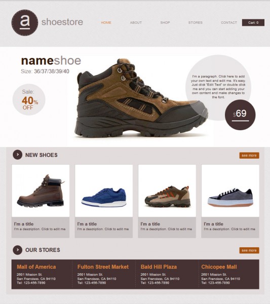 Make shoestore website