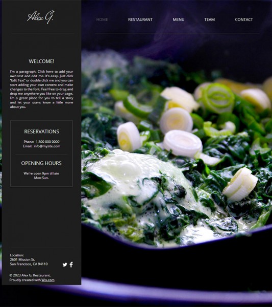 create Restaurant website