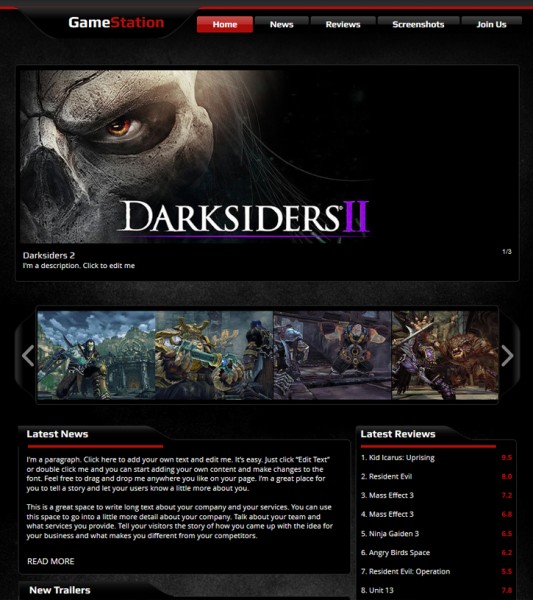 Game Station web template