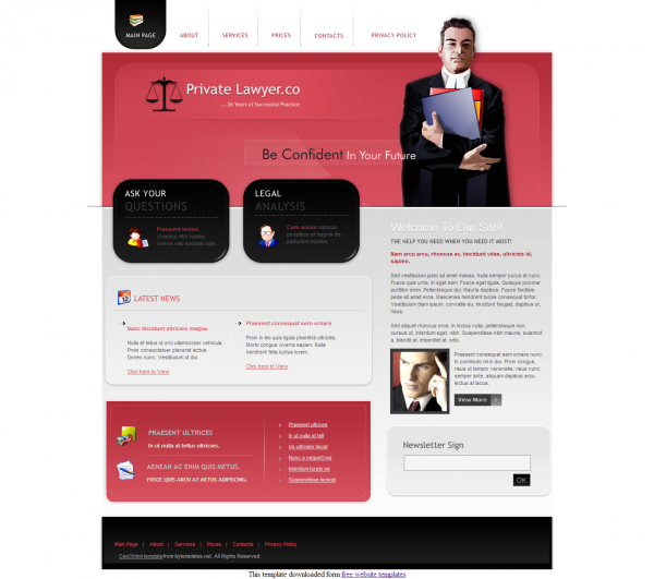 Free private lawyer website template