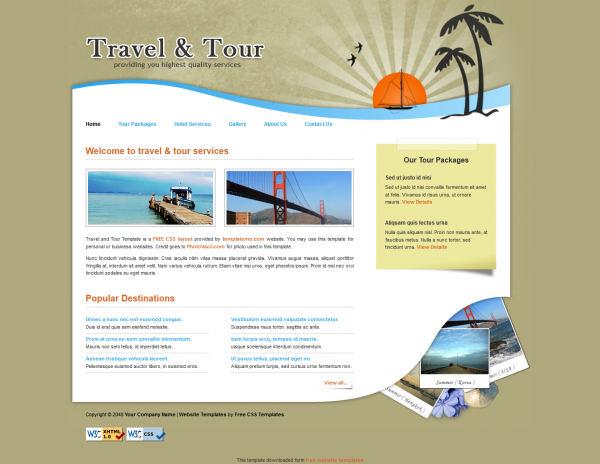 Free travel and tour css web template