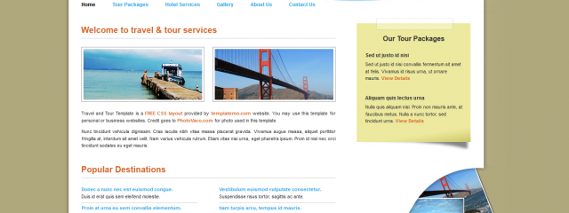 Free travel and tour css web template